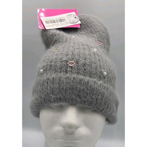 Betsey Johnson Women's Fuzzy Beanie Hat w/ Charm Embellishments NWT‎ - Picture 1 of 11